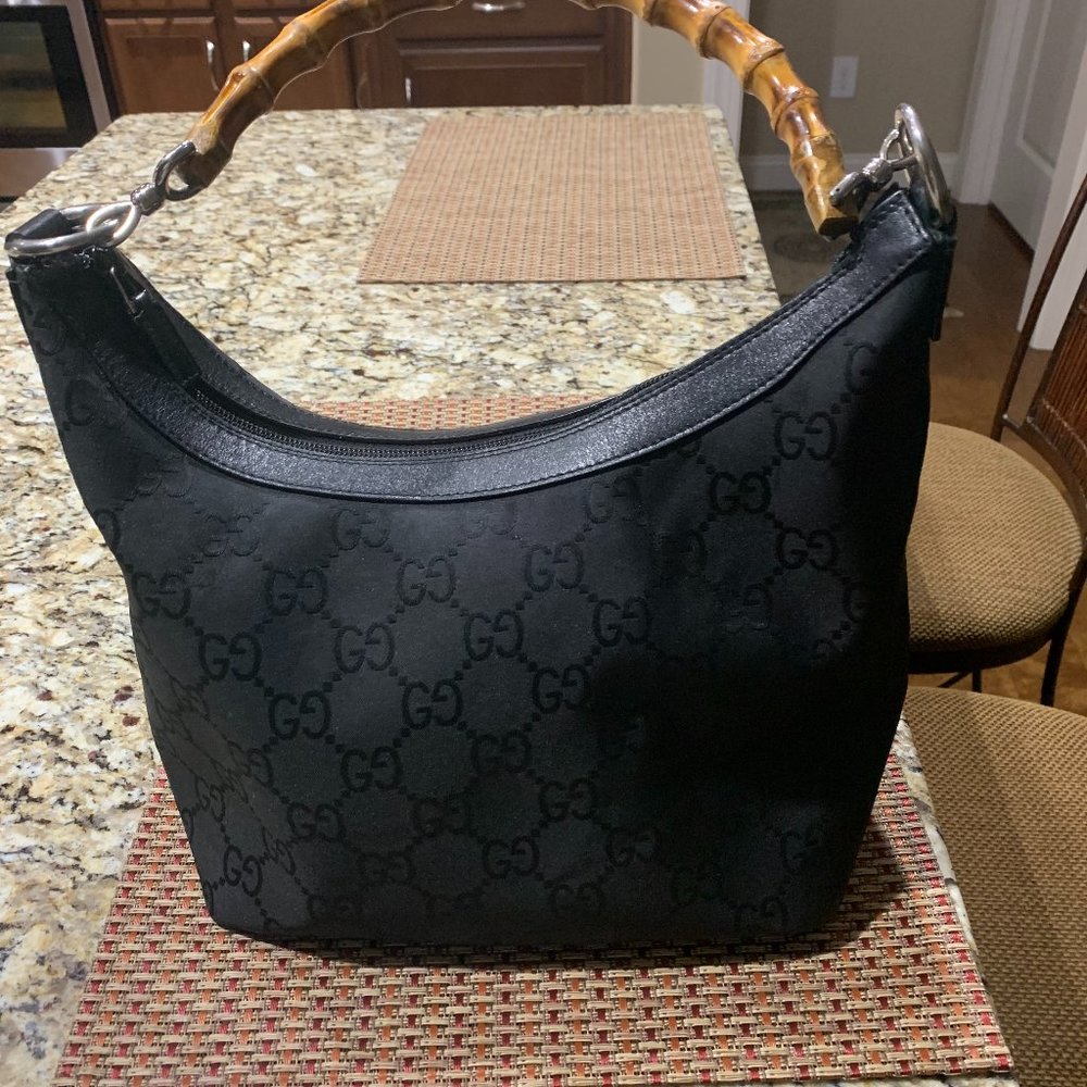 Gucci Black Bamboo Handle Purse